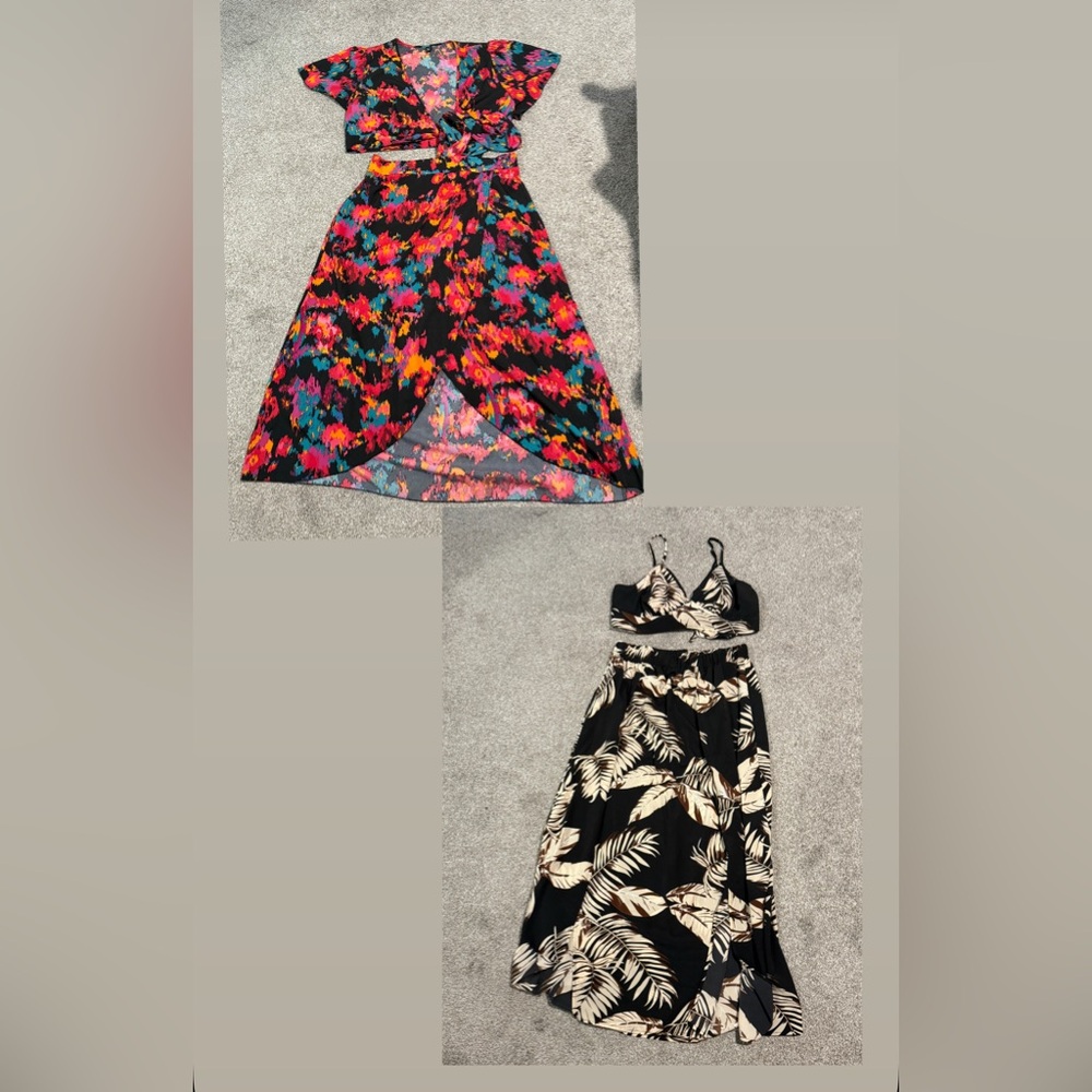 Floral and Leaf Print Women's 2 piece set